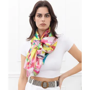 Šála Classic Scarf Růžová šála kolem krku s rozpitými divokými květy efekt malby, pléd nebo štola