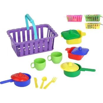 nádobí do dětské kuchyňky Nádobí v košíku