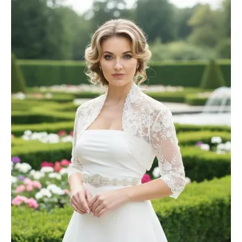 Bolerko Krajkové svatební bolerko ivory BD-322 Vybraná velikost: 40