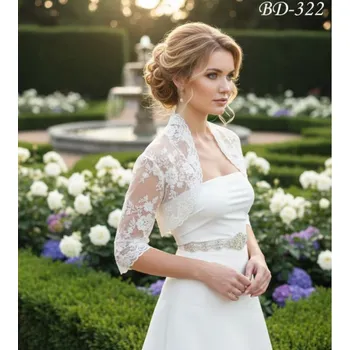 Bolerko Krajkové svatební bolerko bílé BD-322 Vybraná velikost: 38