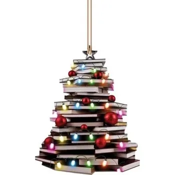Vánoce Literární závěsná dekorace s motivem knihy Okenní ozdoba na strom Knižní přívěsek pro čtenáře knihomoly a milovníky příběhů