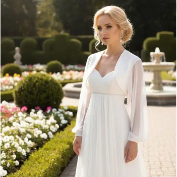 Bolerko Saténové svatební bolerko s mušelínovými rukávy - ivory: BD-63 Vybraná velikost: 36