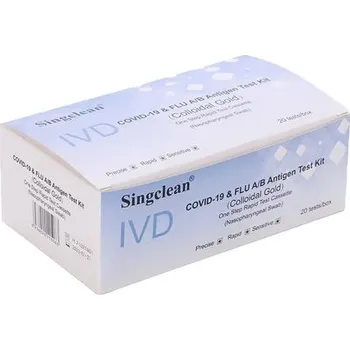 Diagnostický test Singclean IVD Covid-19 & Flu A/B Antigen Test Kit Colloidal Gold 20pcs