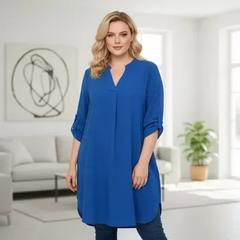 Dámská tunika Dámská dlouhá tunika Lea modrá barva