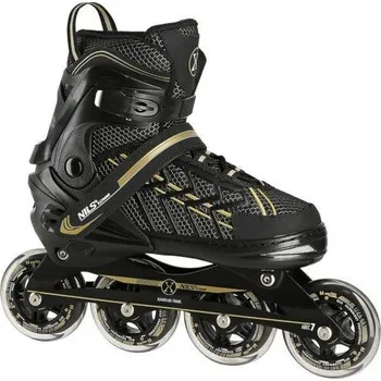 Kolečkové brusle Nils Extreme NA1128 černo-zlaté kolečkové brusle nastavitelné POUZE L(EU 39-42) (VÝPRODEJ) + DÁREK