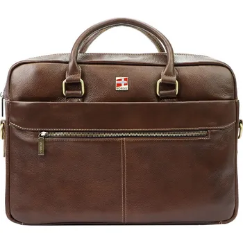 Kabelka Kožená hnědá business taška (aktovka) Nordee S133 na notebook