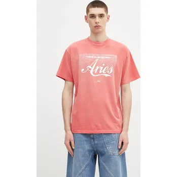 Bavlněné tričko Aries Sunbleached Cola SS Tee AR6262203 červená 33X, vel. M