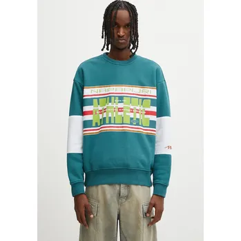 Pánská mikina Bavlněná mikina Napapijri Napapijri x Martine Rose NP0A4I4ZG2A1 tyrkysová 67X, vel. S