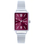 MINET Stříbrno-vínové dámské hodinky SIENA se stříbrným ocelovým řemínkem MWL5400