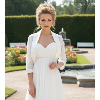 Bolerko Šifonové oversize svatební bolerko bílé BD-12 Vybraná velikost: 40/42