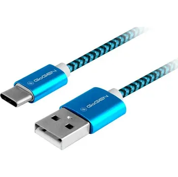 Datový kabel Kabel GoGEN USB / USB-C, 1m, opletený - modrý