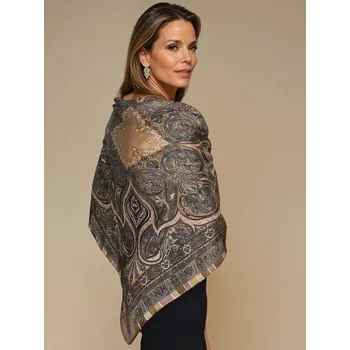 Šála Classic Scarf Dámský hnědý šátek se vzorem PAISLEY a ornamenty