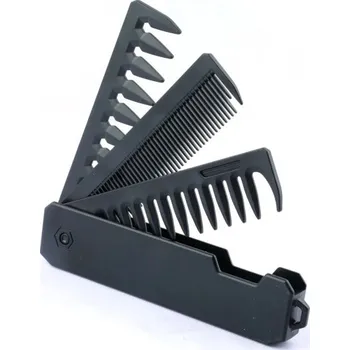 hřeben Skládací kapesní hřeben 22,2 x 3 x 3 cm 4v1 široké, husté a tvarovací zuby na vlasy i vousy praktický hřeben do kapsy šedá