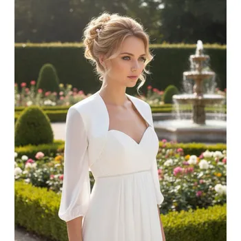 Bolerko Svatební bolerko s mušelínovými rukávy - bílé: BD-60 Vybraná velikost: 36