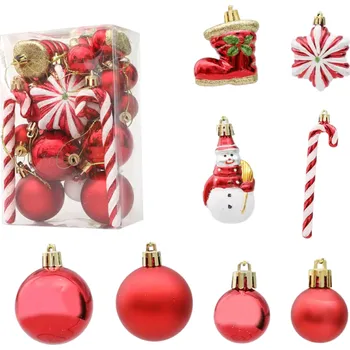 Vánoční dekorace 20 ks Vánočních ozdob k zavěšení Různé tvary koule sněhulák hvězda Závěsný Vánoční dekor do bytu na stromek i interiér červená