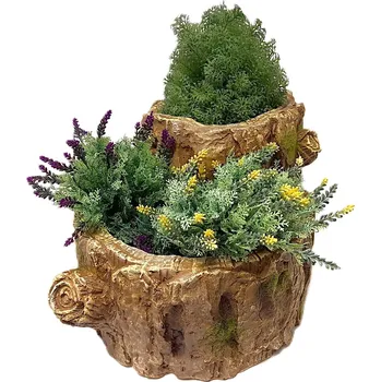 Zahradní dekorace Obal pařez dvojitý hnědý