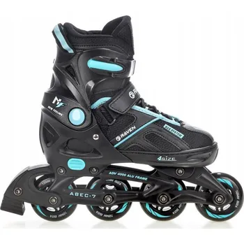 Kolečkové brusle Raven Pulse black/cyan dětské kolečkové brusle POUZE EU 33-36 (VÝPRODEJ) + DÁREK