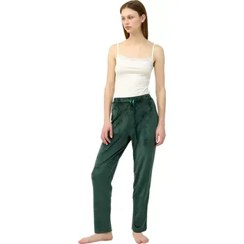 Dámská móda Dámské sametové kalhoty s elastickým pasem Vamp 23103 green teal velikost XL