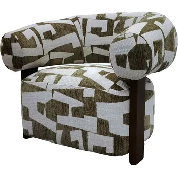 Křeslo Designové křeslo Maribel olivové-krémové/ořech