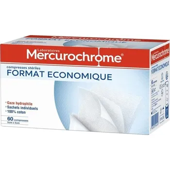 Mercurochromové komprese, sterilní, 5 cm x 5 cm, 60 kusů – 2 kusy Gáza 5 cm x 5 cm
