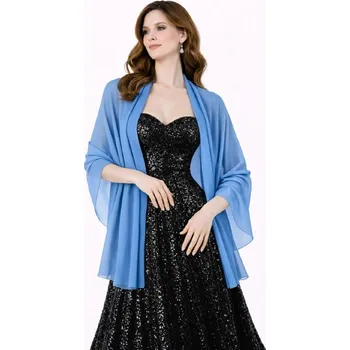 Šála šifónový šál přes ramena - přehoz přes společenské šaty Barva: Modrá