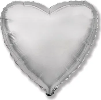 Balónek Balón foliový 45 cm srdce stříbrné - valentýn / svatba