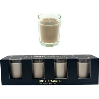 Svíčka Home Society Collection Sada 4x votivní svíčka ve skle, Brown s580015