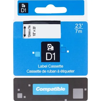 PRINTLINE kompatibilní páska s DYMO, 45021, S0720610,12mm, 7m, bílý tisk/černý podklad, D1 PLTD01