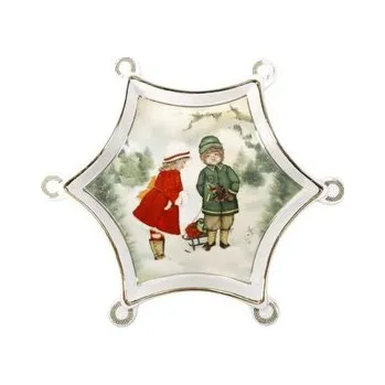 Servírovací tác na cukroví hvězda Děti na lyžích 20cm Cuccioli Brandani