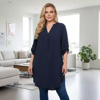 Dámská tunika Dámská dlouhá tunika Lea tmavě modrá barva