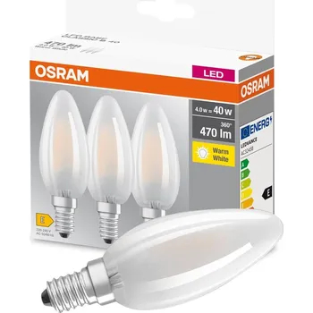 Žárovka 3PAK LED žárovka E14 B35 4,5W = 40W 470lm 2700K Warm 300° Filament OSRAM