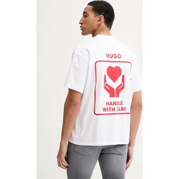 Bavlněné tričko HUGO 50530557 bílá 00A, vel. XS