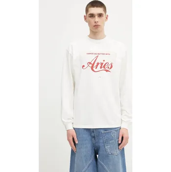 Pánská móda Bavlněné tričko s dlouhým rukávem Aries Faded Cola LS Tee AR6265203 bílá 00X, vel. XXL