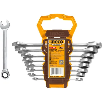 Klíč Ingco HKSPAR1082 Klíč očkoplochý račnový CrMo 8-19mm 8ks