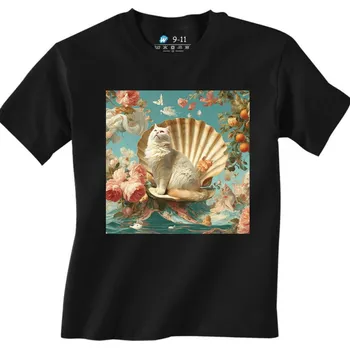 Dívčí tričko Dětské tričko Zrození Kočičí Bohyně (Velikost: 5-6, Barva: Černá)