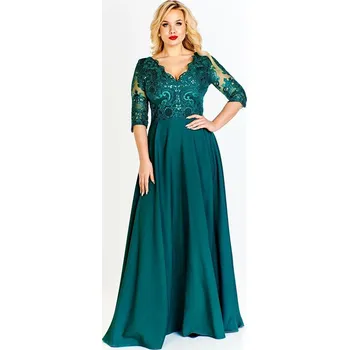 Dámské šaty Getthelook Dlouhé šaty s rozparkem Claudia 36-52, Zelené Velikost: 44