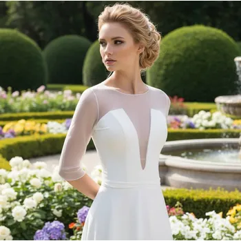 Bolerko Svatební bolerko z pružného tylu s 3/4 rukávem - bílé: BD-113 Vybraná velikost: 36/38