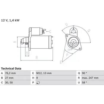 Startér BOSCH Startér BO 0986016780