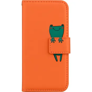 Pouzdro na mobilní telefon Pouzdro Xiaomi Redmi 14C knížkové oranžové s žabkou (kryt neboli obal na Xiaomi Redmi 14C)