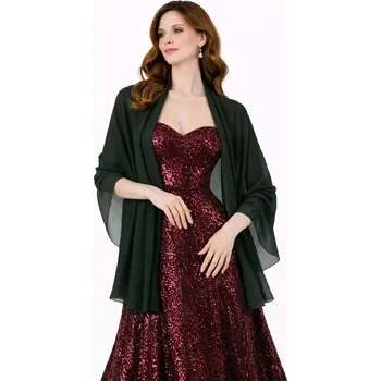 Šála šifónový šál přes ramena - přehoz přes společenské šaty Barva: Zelená