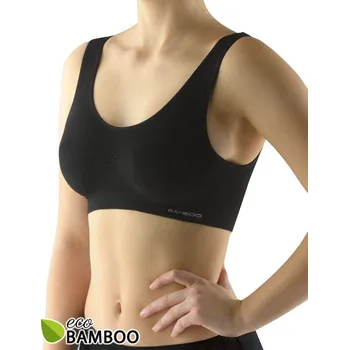 GINA dámské top podprsenkový se širokými ramínky, bez kostice, bezešvé, jednobarevné Eco Bamboo 07016P černá M/L