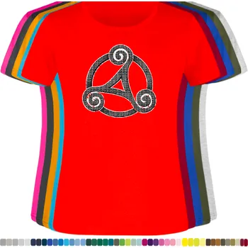 Dámské tričko damske-levne-bavlnene-tricko-potisk-druid-kelt-symbol-triskel Barva: Red - červená, velikost: XL