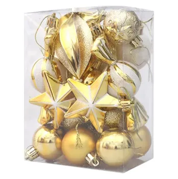 Vánoční dekorace 20 ks Vánoční ozdoby závěsné dekorace Různé tvary koule rampouch hvězda Vánoční dekor do bytu na stromek i interiér svítivě zlatá