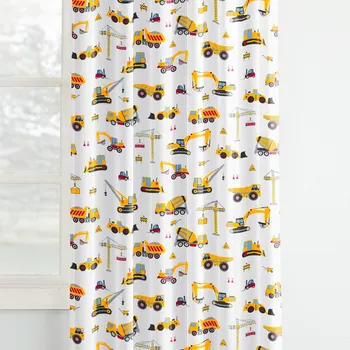 Závěs Dětský bavlněný závěs - Nákladní auta a bagry 140x150 cm