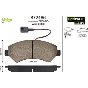 Brzdová destička Sada brzdových destiček, kotoučová brzda VALEO 872466