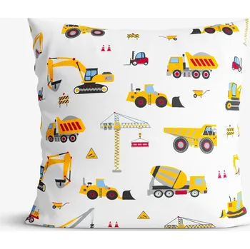 Povlak na polštářek Dětský bavlněný povlak na polštář - Nákladní auta a bagry 50 x 60 cm