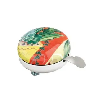 Zvonek na kolo Kovový zvonek střední na kolo s motivem květin barevný 7 cm BRANDANI