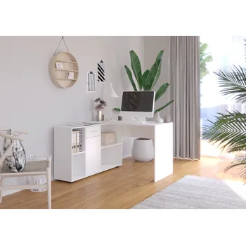 Psací stůl ADRK Furniture Rohový stůl ELISEO Barva: Bílá, Šířka: 121.4