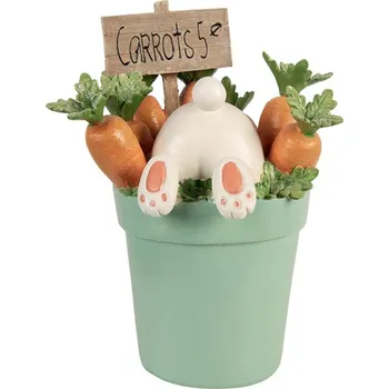 Dekorace králík v květináčku s mrkvemi - 21*20*28 cm