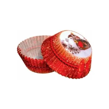 Potravinová fólie Košíčky na muffiny - Červené baňky / 50 ks